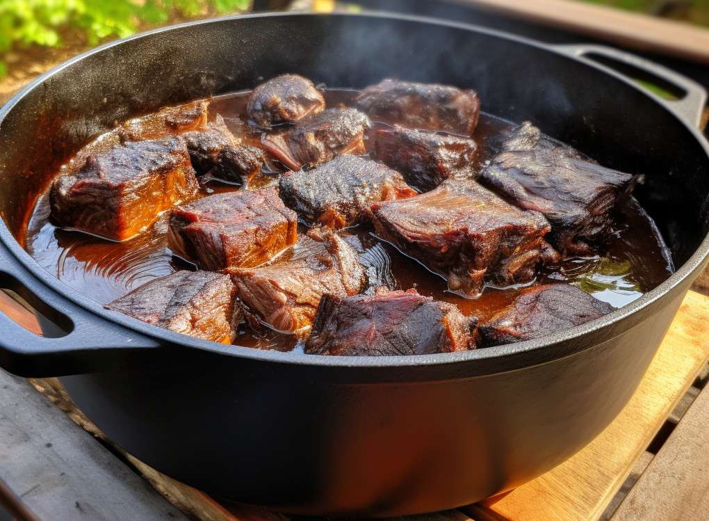 Red Wine Braised Short Ribs in Cabela's Camp Oven
