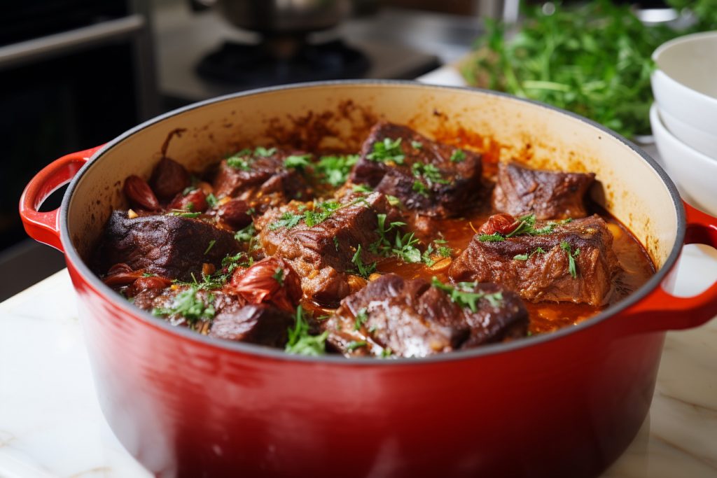 Red Wine Braised Short Rib in AmazonBasics Dutch Oven