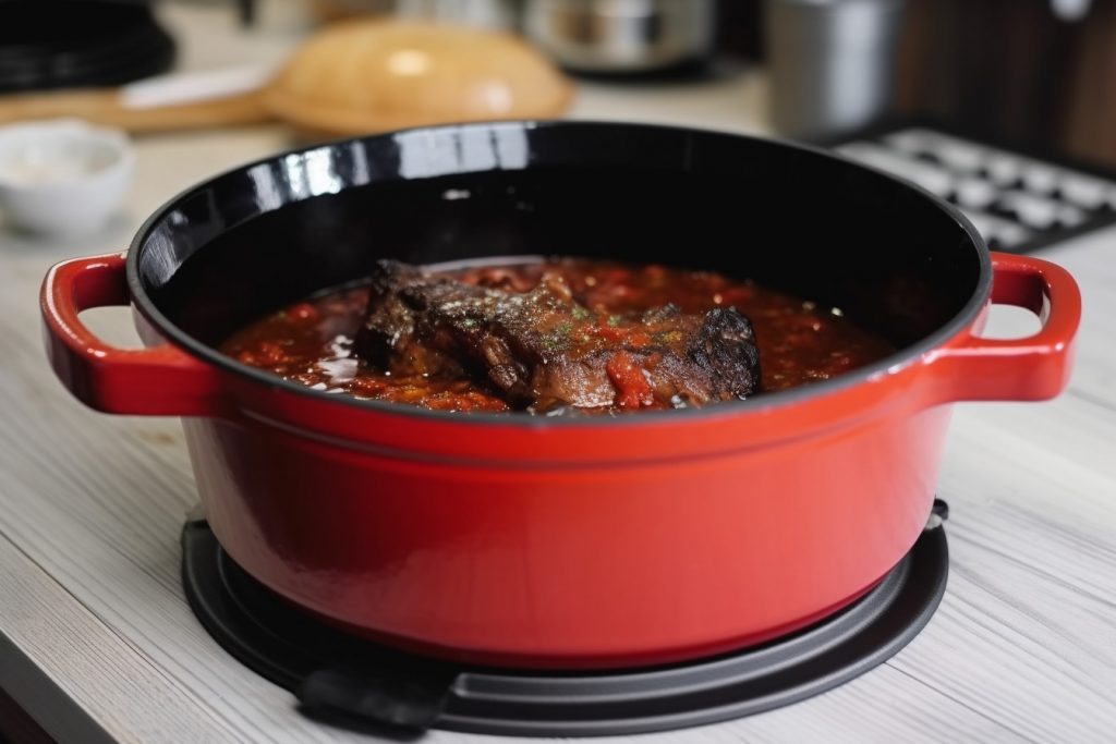 cooking Red Wine Braised Short Ribs in Instant Precision Dutch Oven