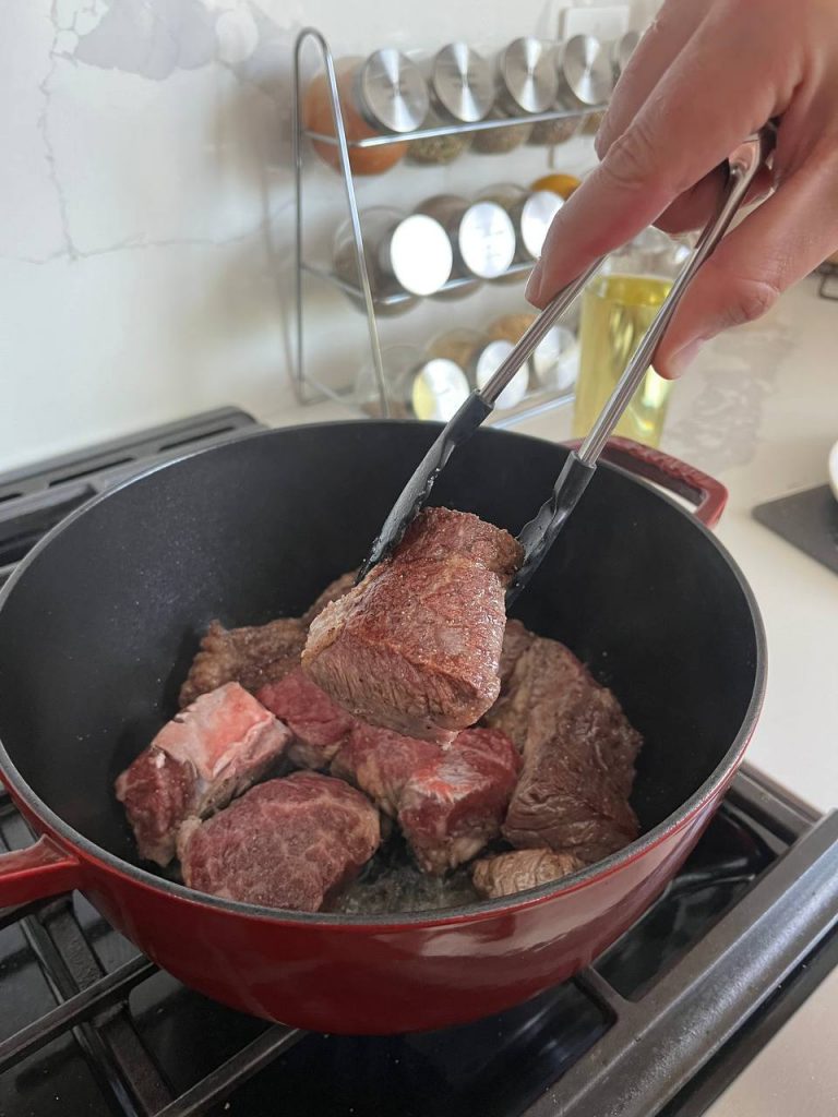 Searing beef short ribs in Staub dutch oven