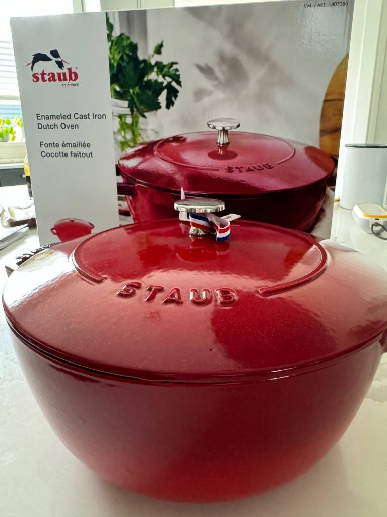 Unpacked Staub dutch oven