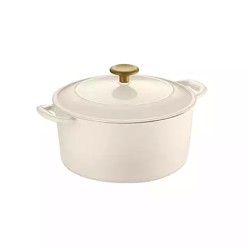 Tramontina Dutch Oven Cast Iron 5.5 Qt Latte with Gold Stainless Steel Knob, 80131/085DS